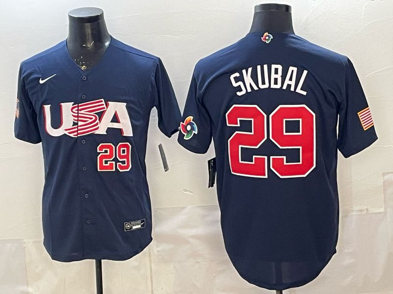 Men 2026 World Cub USA #29 Skubal Blue Nike MLB Jersey style 005